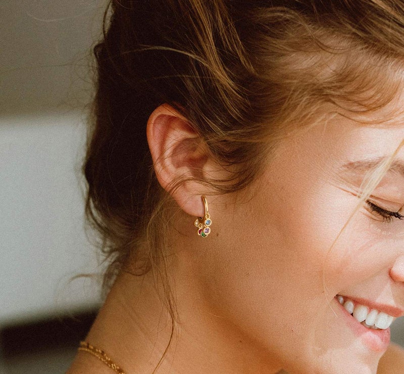 LOYATA Tassel Earrings Gold Dangle Huggie Hoop Rainbow Diamond Cubic Zirconia Round Dot Drop 14K Gold Plated Dainty Small Simple Hypoallergenic Jewelry Gift for Women - Image 3